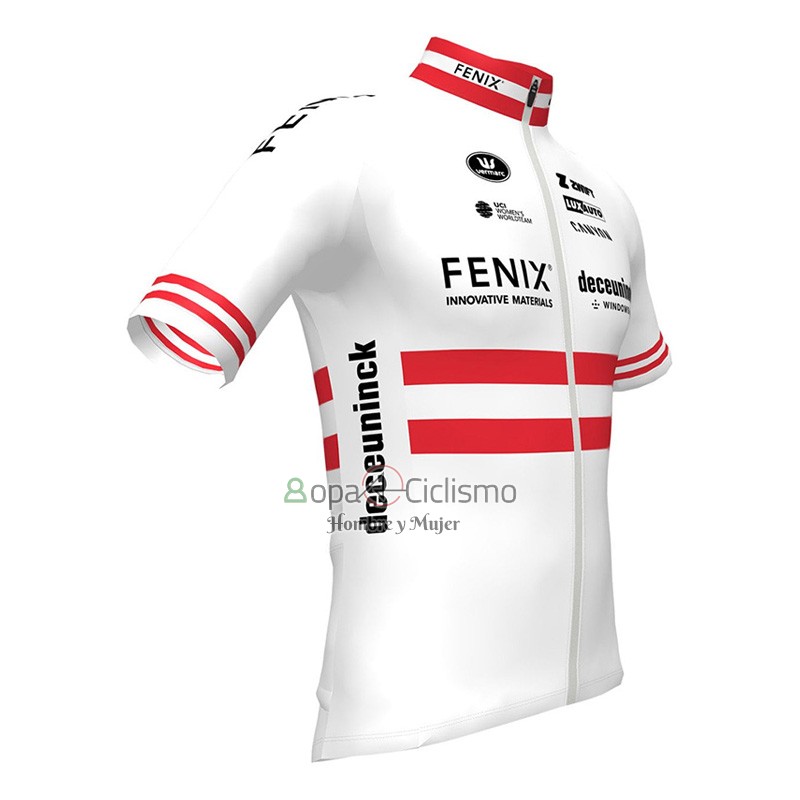 Deceuninck Quick Step Ropa Ciclismo Culotte Corto 2023 Mangas Cortas Blanco Rojo